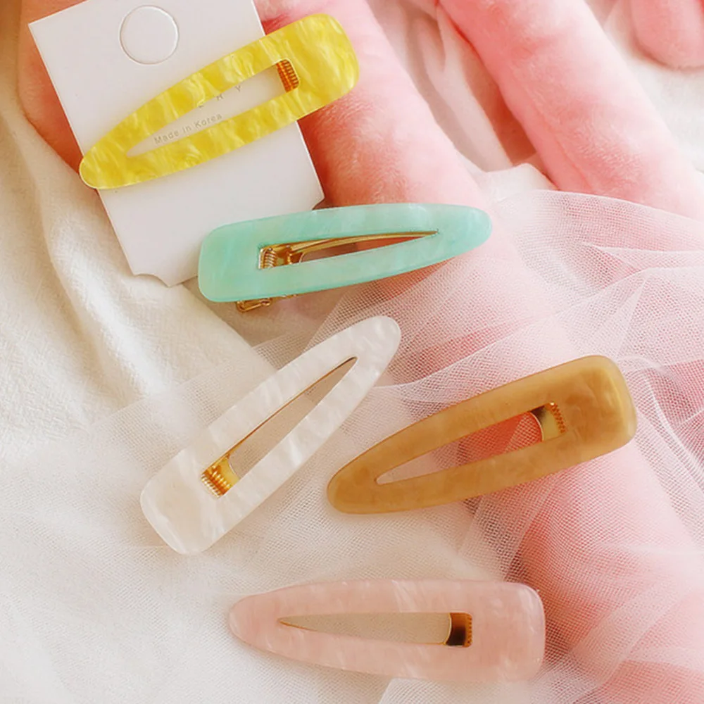 INS Women Girls Acrylic Hollow Geometric Candy Color Hair Clips Hairpins Barrettes Hair Accessories