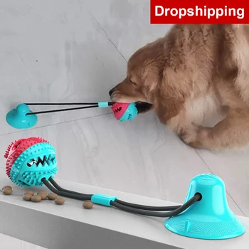 

Pet Dog Toys Silicon Suction Cup Tug dog toy Dogs Push Ball Toy Pet Tooth Cleaning Toothbrush for Puppy large Biting Toy DWJA01