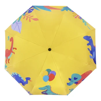 

Automatic Wood Umbrella For Kids Folding Uv Protection Cartoon Sun Umbrella Creative Black Coating Paraplu Cute Umbrella MM60YS