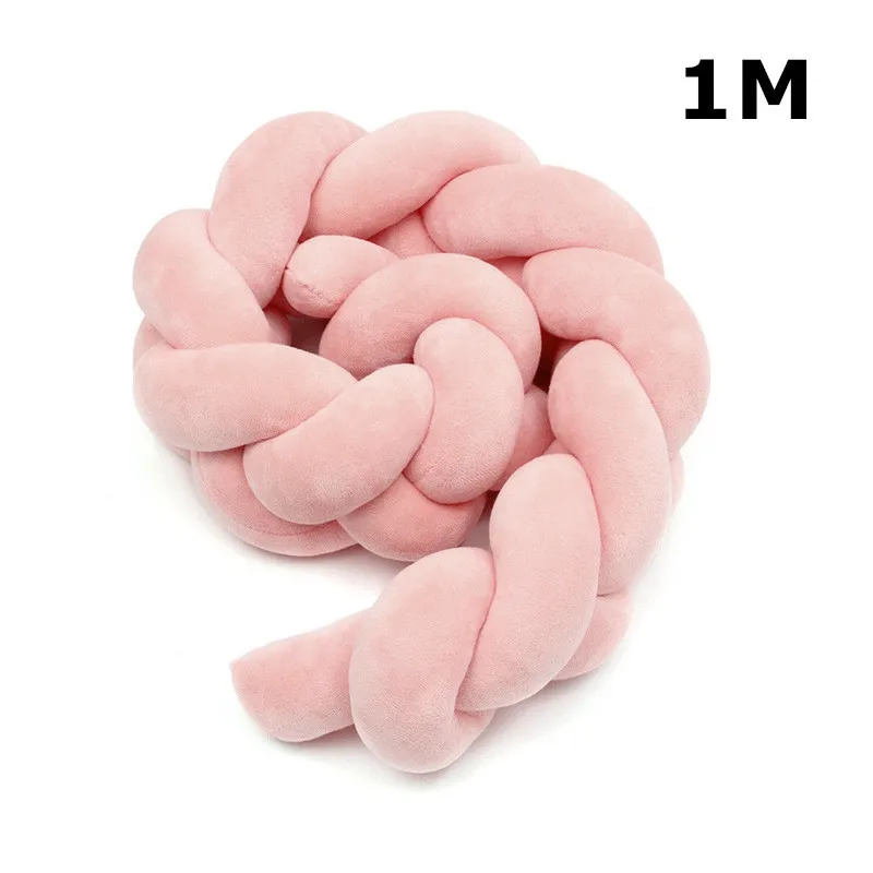 1 M/2 M/3 M Lengte Pasgeboren бампер для детской кроватки чистый Weven Pluche Knoop бампер для детской кроватки защита для детской комнаты - Цвет: 1M Pink