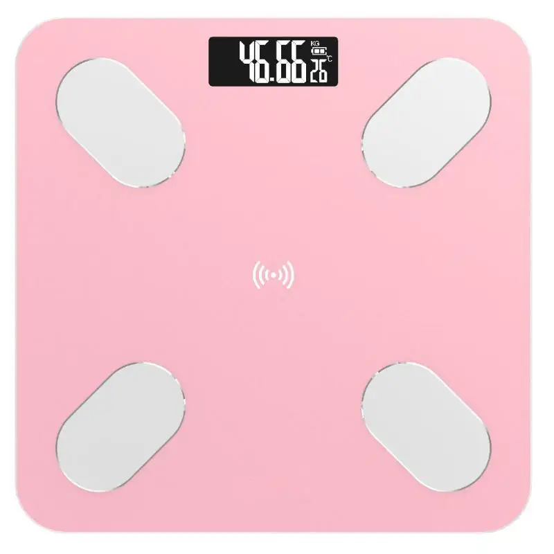 Весы для ванной, цифровые весы для тела и жира, умные весы, напольные электронные, с ЖК-дисплеем, умные, Bluetooth, приложение, весы, анализатор состава тела - Цвет: Pink
