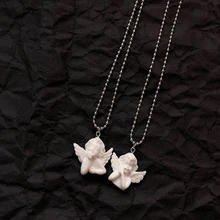 Милый Купидон Ангел кулон ожерелье из смолы, длинная цепочка в форме ребенка ювелирные изделия Милая для женщин мужчин дружбы девушка подарки