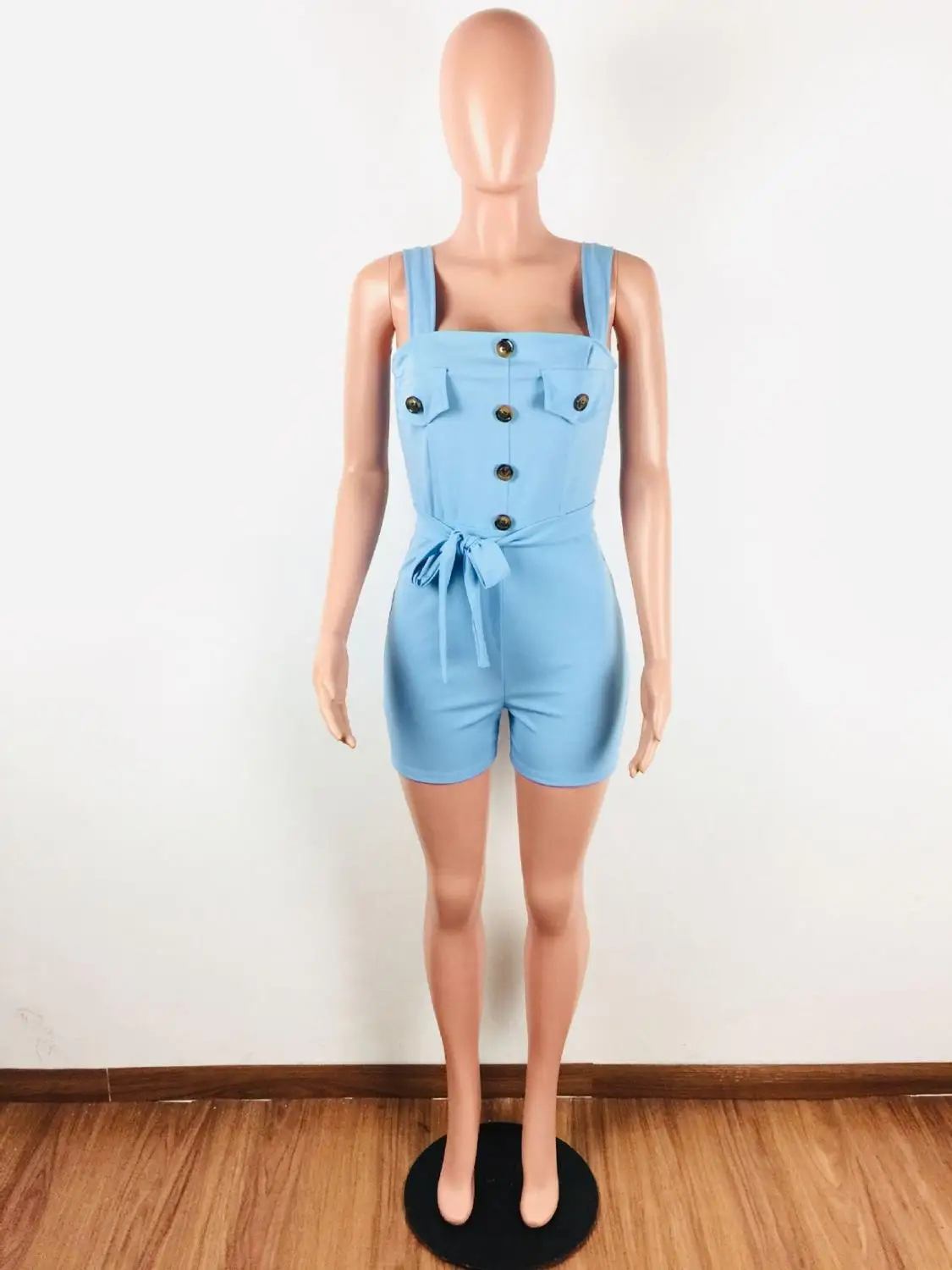 Lemon Gina Новые однотонные плетеные костюмы без рукавов на тонких бретельках с высокой талией модные плетеные костюмы на пуговицах jumpsuitA3110