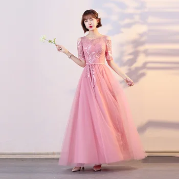 

J082 bridesmaid dresses fiesta de boda robe women parti elbise femme sukienki novia 2020 invitada mujer guest pink elegantes