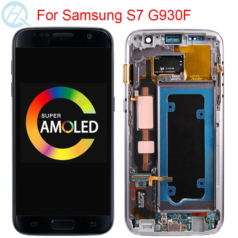 Оригинальный G930F дисплей для Samsung Galaxy S7 ЖК с рамкой 5 1 &quotS7 SM сенсорным