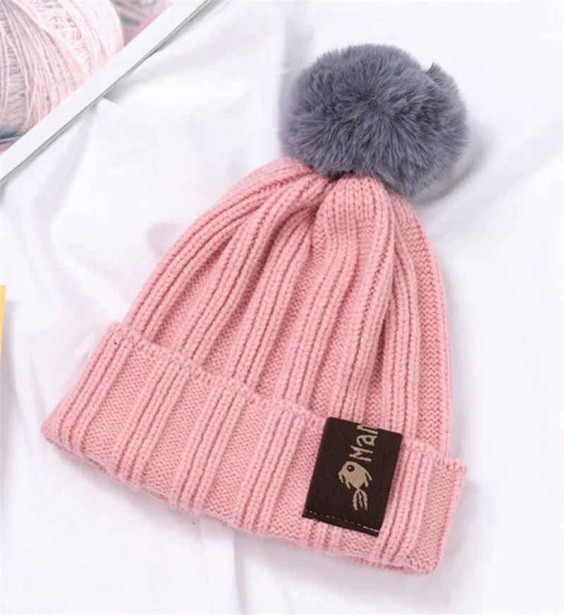 Kids Winter Warm Hat And Scarf Child Ribbed Knitted Pom Pom Cap Scarves 2 Piece Set Baby Girl Boys Accessories 6-36 month