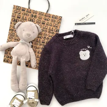 

2020 Kids Sweater Pullover Bear Pattern Cute Baby Girls Boys Knitted Tops