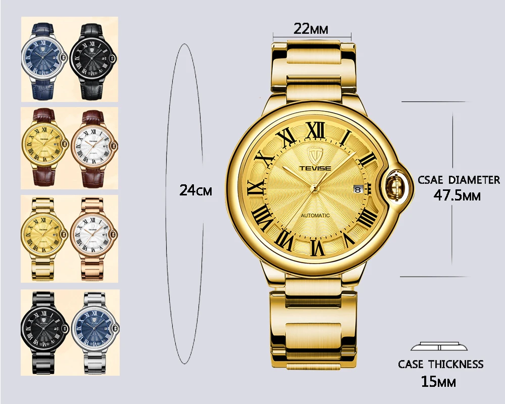 Tevise мужские часы автоматические механические часы лучший бренд класса люкс золотые водонепроницаемые стальные мужские наручные часы для мужчин Relogio Masculino