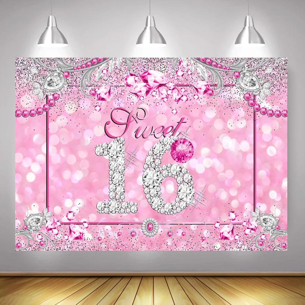 Sweet-16th-Birthday-Party-Decoration-Backdrop-for-Photography-Sixteen