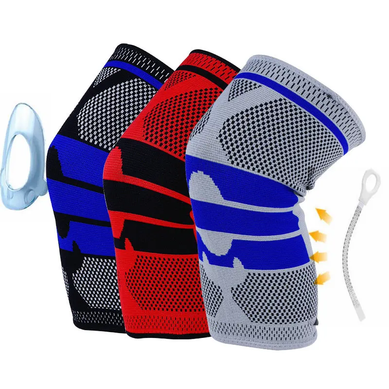 

3D Weave Knee Sleeve Meniscal Professional Basketball Silica Bumper Spring Support Kneepad Brace Riding Outdoor Running Fitness