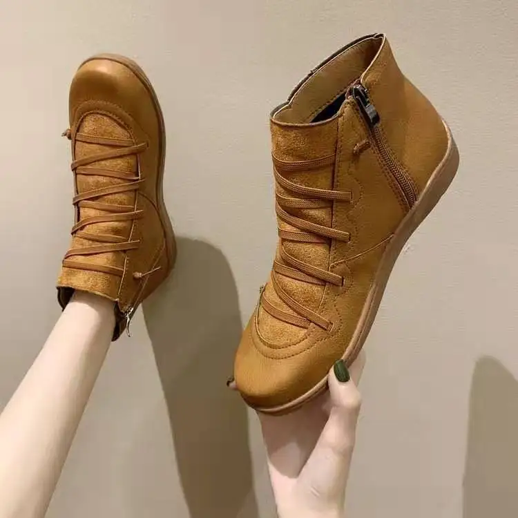 NAUSK 2019 Women Winter Snow Boots PU Leather Ankle Flat Shoes Woman Short With Fur For Side Zipper 35-43 | Обувь