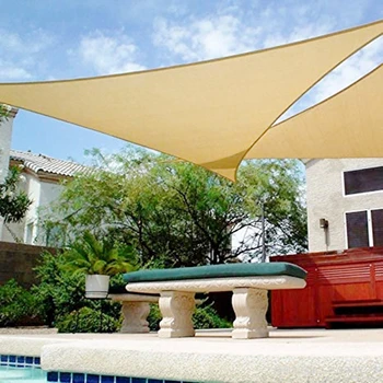 

98%UV Block Triangle Sun Shade Sail Awning 3.6x3.6x3.6m Beige Waterproof Sunscreen Anti-UV Sun Sail with Free Rope