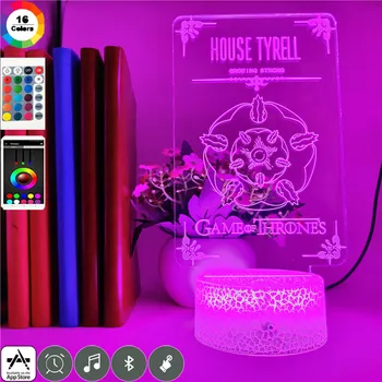 

App Control House Tyrell of Highgarden Game of Thrones 3d Led Table Lamp 7 Colors Acrylic Bedroom Decoration Movie Night Light