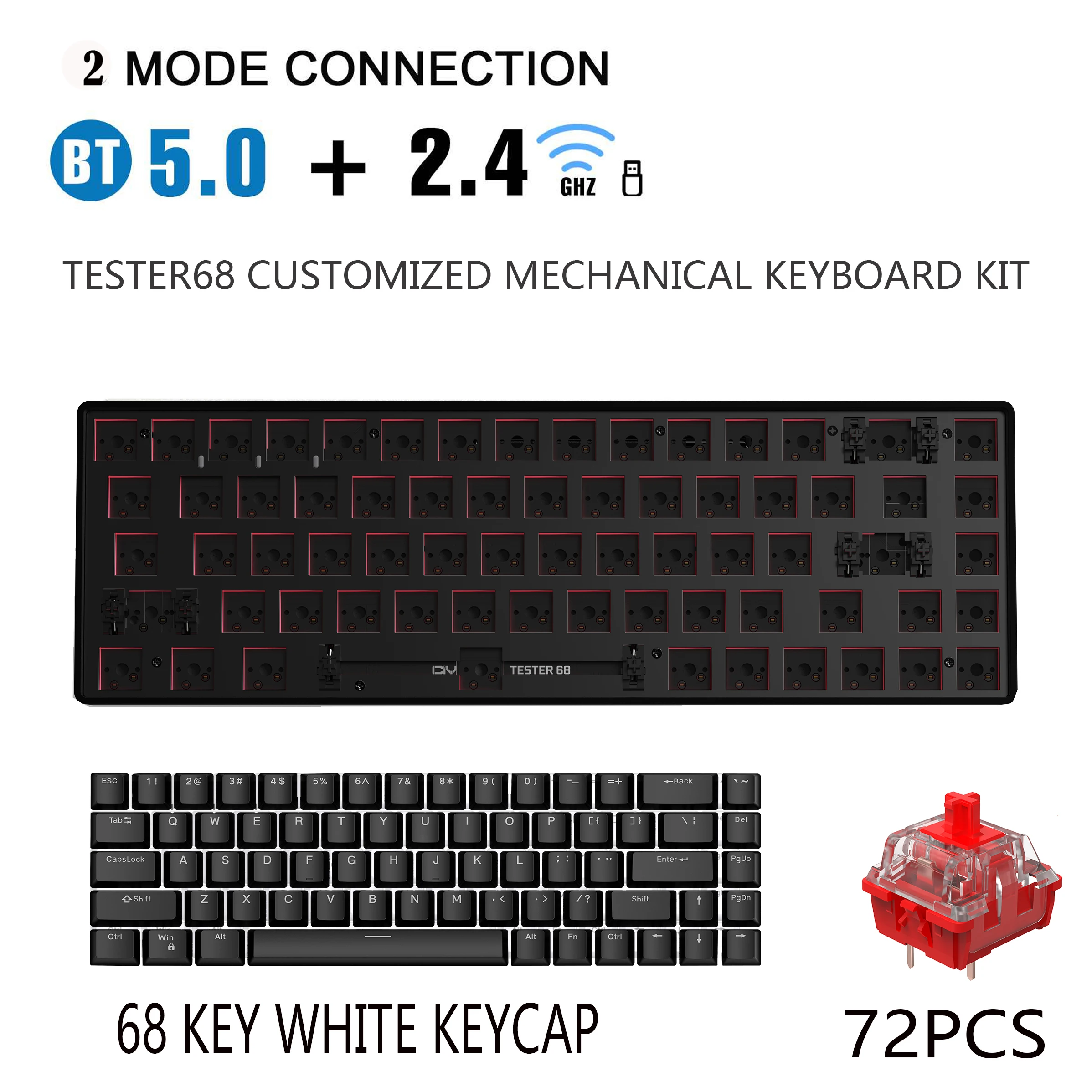 pc gaming keypad ZUOYA Hot Swap DIY Gaming Mechanical Keyboard Kit Wireless Bluetooth Keyboard Kit Compatible with Cherry MX Gateron Kail Switche wireless keyboard for pc Keyboards