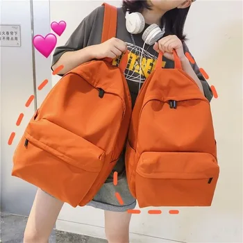 

2019 new ladies backpack Japanese solid color high school students schoolbag women