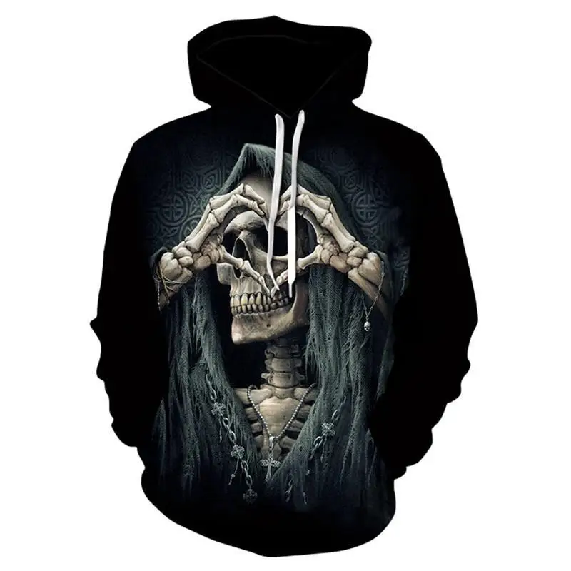 

The 2020 new men's Hoodie 3d skull Print fun sweatshirt for the comfort of men wearing hoodie heart skulls on the street