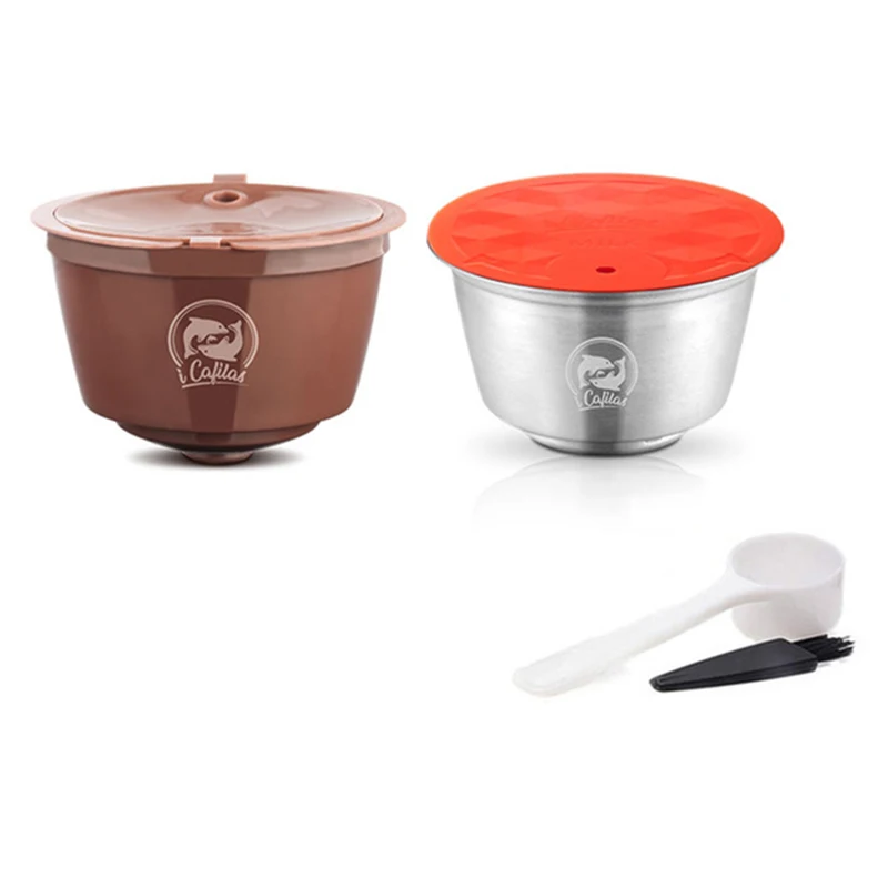 

Reusable Coffee Capsule Filter Milk Foam Set Spoon Brush For Dolce Gusto Coffeemaker Machine Accessories