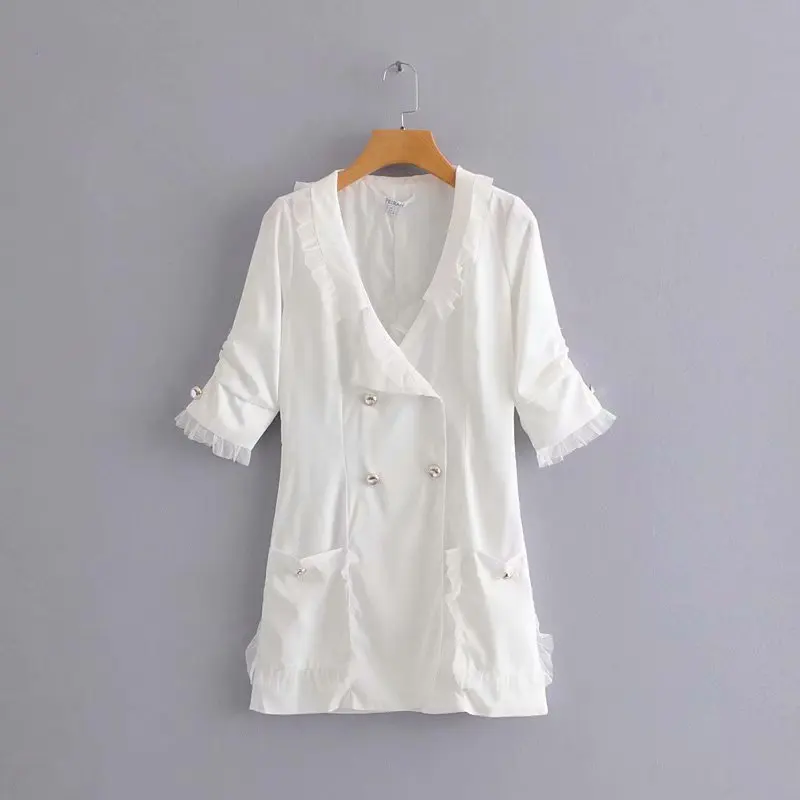 

2018 Western Style Autumn And Winter Women's Dress New Style Flounced Button Suit Jacket Dress