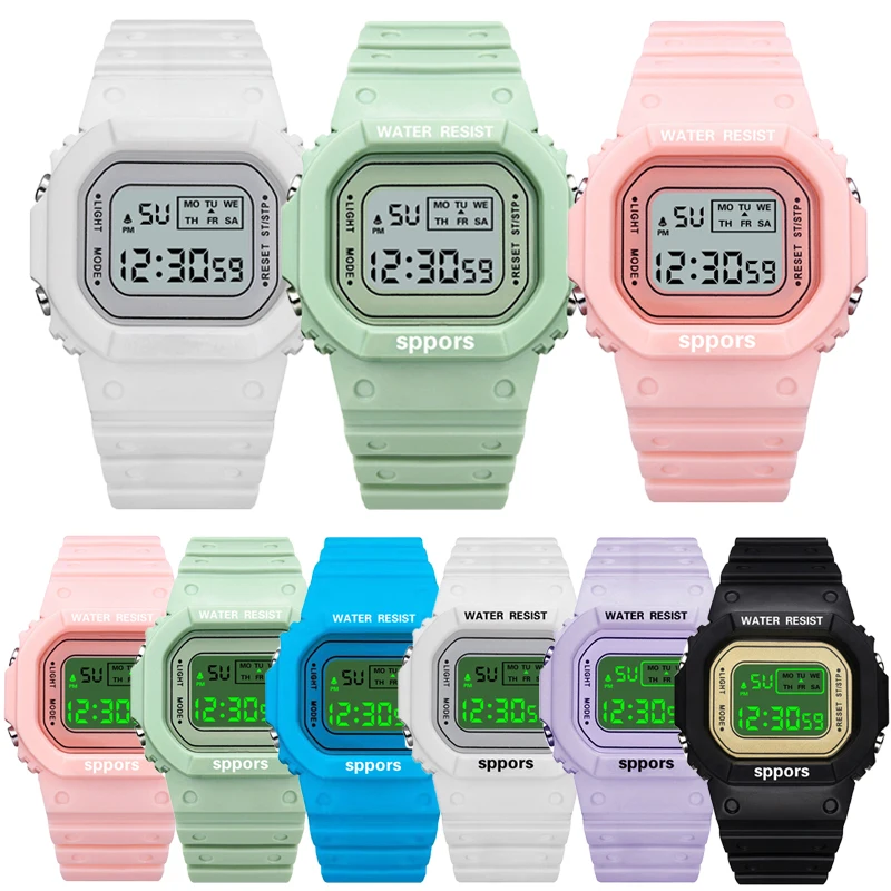 Reloj electrónico luminoso Digital Simple para mujer, Unisex, cuadrado, deportivo, para estudiantes, resistente al agua, alarma, 2021
