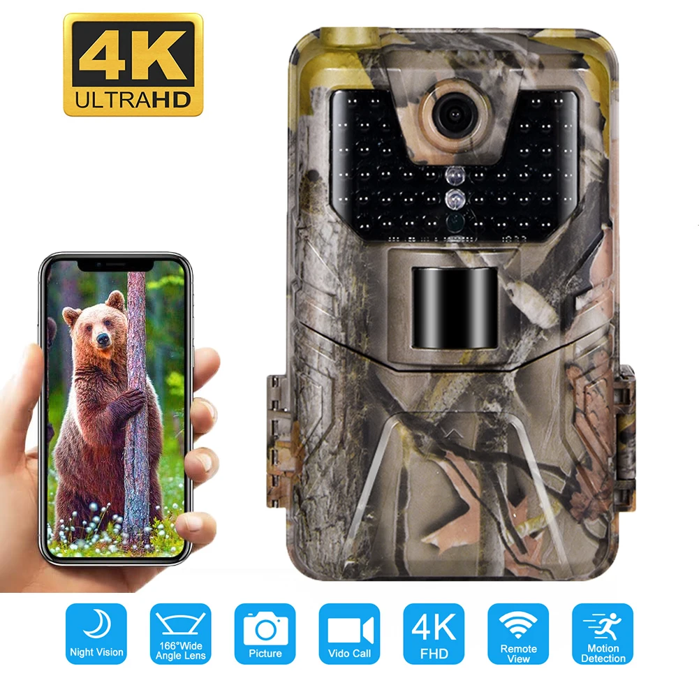 4K 30FPS Wifi Hunting Cameras 940nm APP Surveillance Wireless Bluetooth Control 30MP Wildlife Photo Traps Record Wifi900PRO