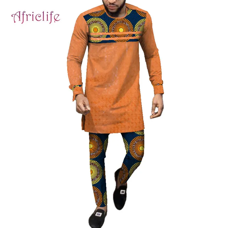 Одежда в африканском стиле для мужчин рубашка и брюки костюм 2021 модная одежда