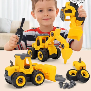 

Kids Classic Simulation Engineering Car Toy Disassembly Assembly Vehicle Engineering Car Excavator Model Mini Gift For Boy