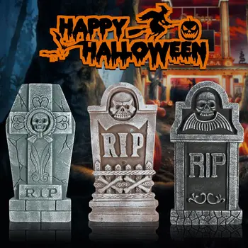 

UNOMOR 6PCS Halloween Tombstone Decorations Haunted House Foam Creative Decoration Props Party Decor for Porch Front Door Yard