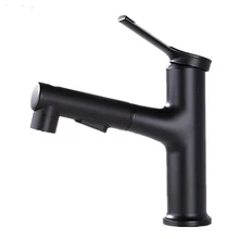 HOT Basin Faucets Hot Cold Water Tap Deck Mounted Single Handle Pull Out Sink Mixer Tap Bathroom Accessories, Black