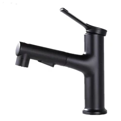 HOT Basin Faucets Hot Cold Water Tap Deck Mounted Single Handle Pull Out Sink Mixer Tap Bathroom Accessories, Black