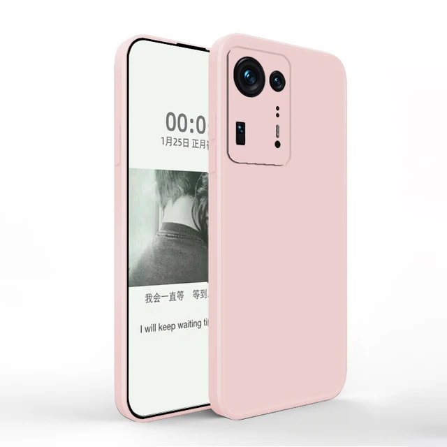 Soft Square Liquid Silicone Case for Xiaomi Mi Mix 4 3 2S 2 Mix4 Mix3 Mix2S 5G Cute Camera Protection Original Phone Cover Funda Pink