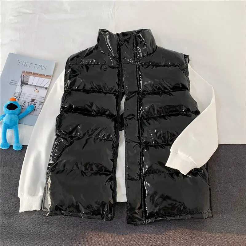 

Winter Bright Color Vest Men's Warm Fashion Casual Stand-up Collar Thicken Vest Men Streetwear Wild Loose Down Vest Mens S-2XL