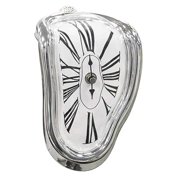 

Roman Numeral Twisted Clock Retro Plastic Wall Clock Living Room Personality Mute Melting Clock