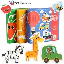 Jouet éducatif en bois pour enfants, Puzzle assorti avec animaux, ensemble de Puzzle pour le transport des légumes, jouets d'apprentissage précoce, cadeau pour bébé