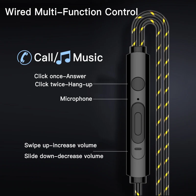 Dual Drive Stereo Bass Sport Earphones Wired In-Ear Headset gamer Earbuds With 3.5mm Mic For iPhone Samsung Huawei Xiaomi Gaming