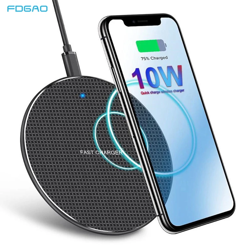 Беспроводное зарядное устройство FDGAO 10 Вт Qi для быстрой зарядки iPhone 12 11 XS Max XR Xs 8 Plus