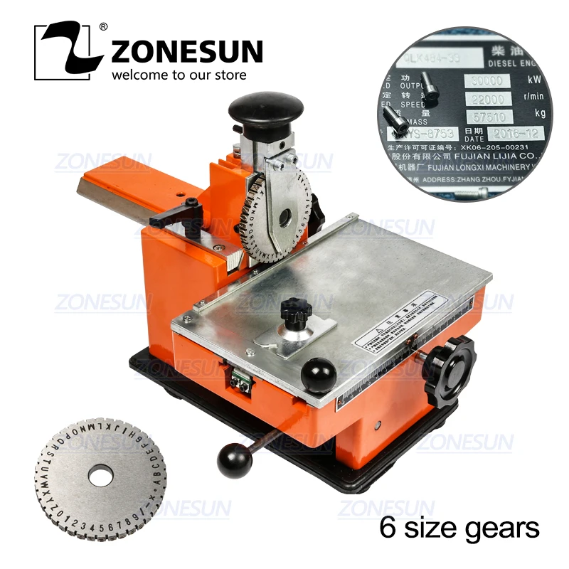 

ZONESUN Embossing Machine Deboss Metal Nameplate Label engraver Marking Dog Tag Embosser Sheet Metal Embossing Stamping Machine