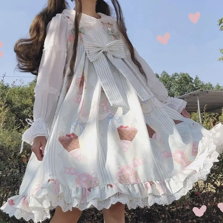 Lolita Dress Jsk Sling Dress Women Vintage Japanese Harajuku Kawaii Clothing