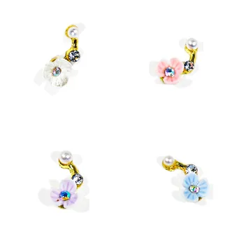 

10pcs/Lot Resin Flower Nail Supplies Nail Artificial Pearl Crystal Alloy Nail Metal Charms Flowers 3D Nail Art Rhinestones JK#80