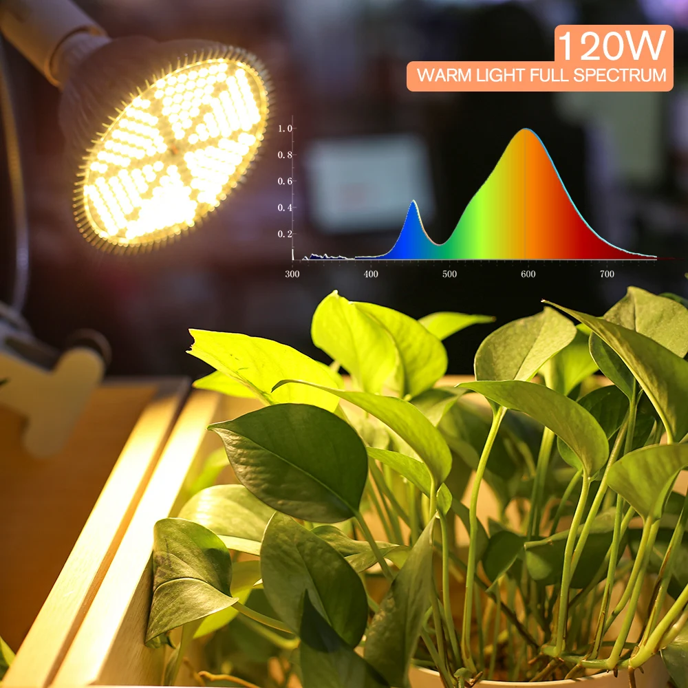 120W LED Grow Light Warm White 180LEDs Plant Phyto Lamp Led Bulb for Plants Flowers Garden Indoor Growing Tent Greenhouse E27