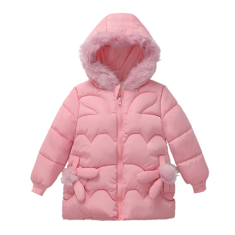 Toddler Girls Cotton-padded clothes Autumn Winter Girls Jacket For Kids Warm Fur Outerwear Coat Children Jacket 2 3 4 Year