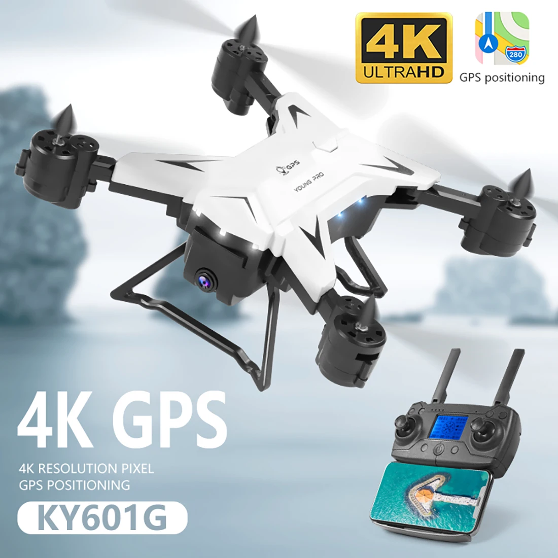 Профессиональный складной gps-дрон KY601G 4K HD камера 5G wifi FPV Дрон светодиодный 2,4G 4CH 1,8 км дальняя дистанция 20 минут полета RC Квадрокоптер