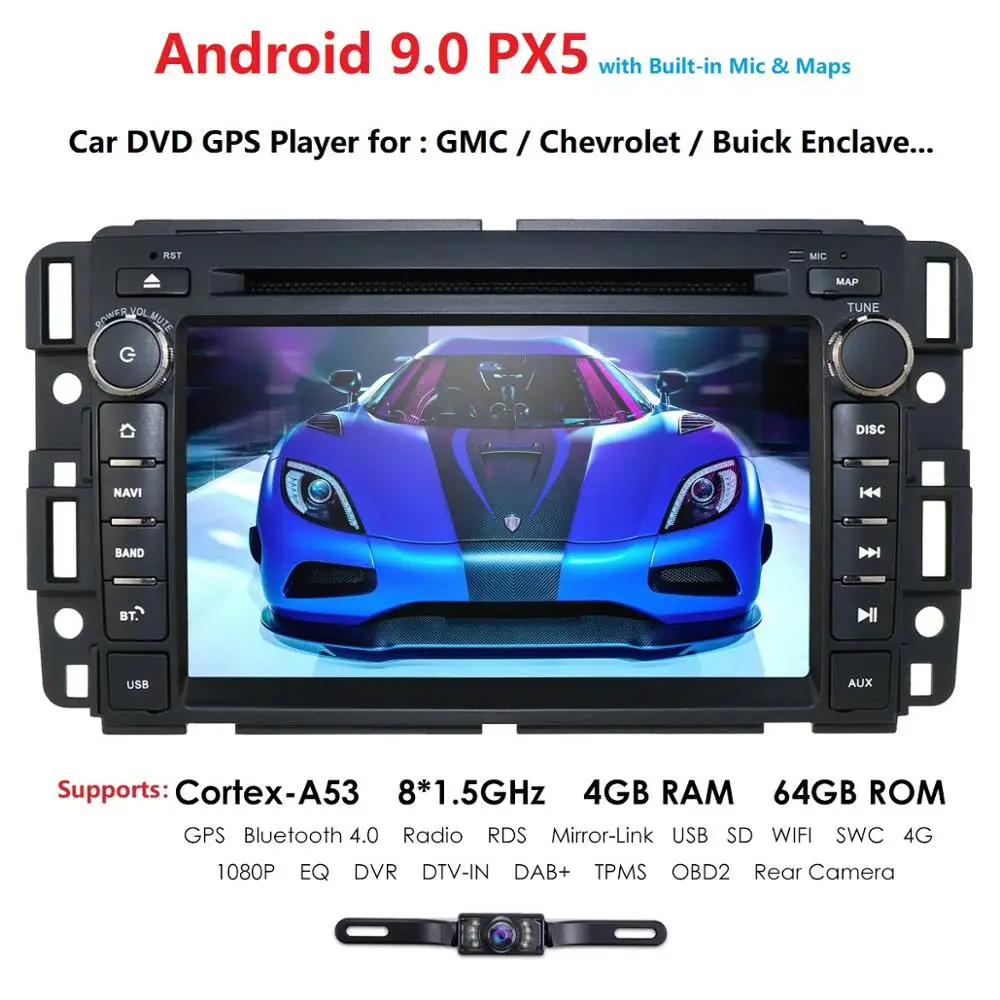 

Android 9.0 PX5 8Cores DSP Car Stereo DVD GPS Radio Navigation Fit GMC Yukon 2007-2012 for Sierra Chevrolet Chevy Tahoe Suburban