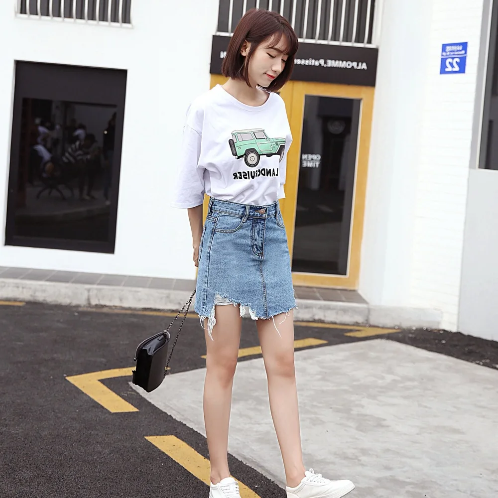 

Fashionable INS Skirt Women's 2019 Summer New Style Korean-style CHIC High-waisted Slimming Flash Cowboy Sheath Skirt