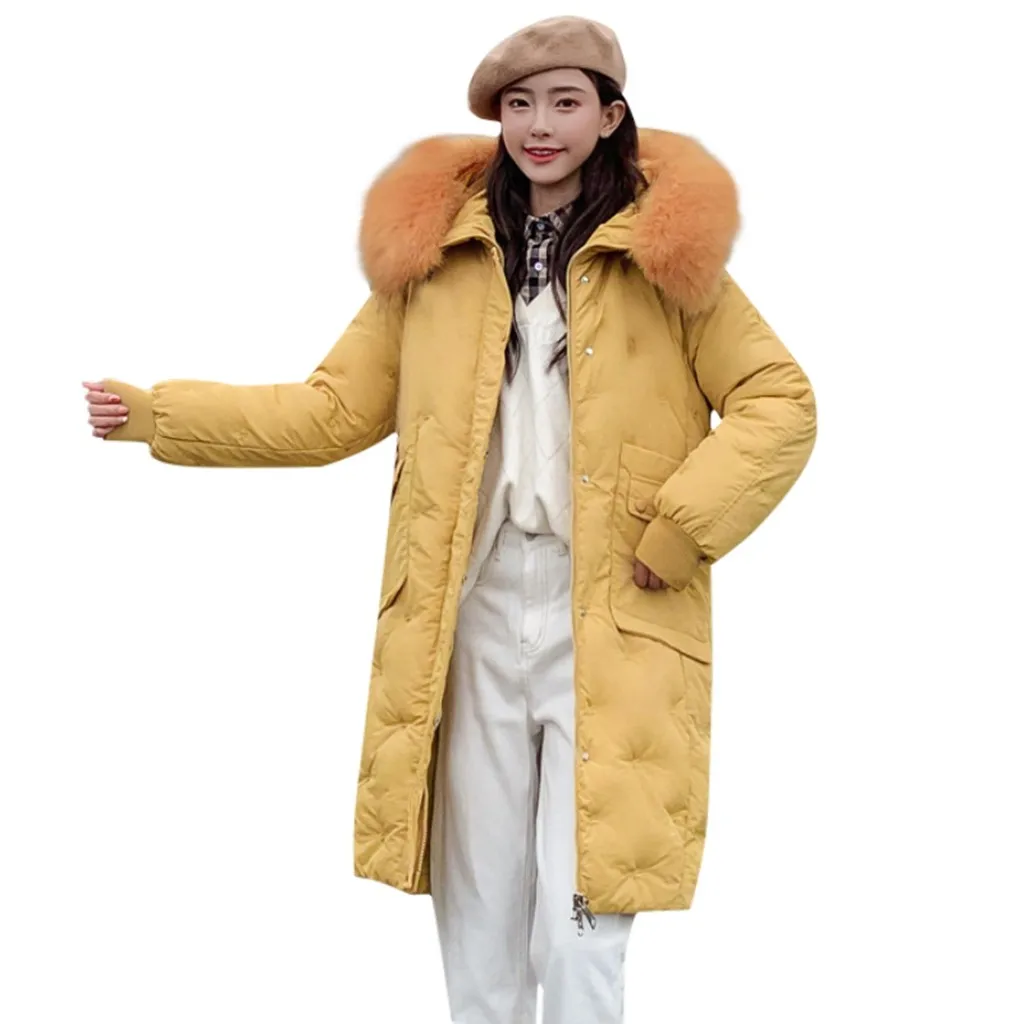 Yellow Новинка, женское длинное пальто, осенне-зимнее теплое бархатное утепленное пальто из искусственного меха, парка, Женская однотонная куртка с большим карманом, верхняя одежда# J30 - Цвет: Yellow