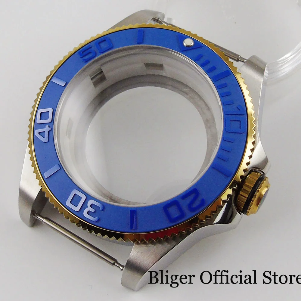 Silver Color 316l 43mm Watch Cases Screw Down Crown Sapphire Crystal