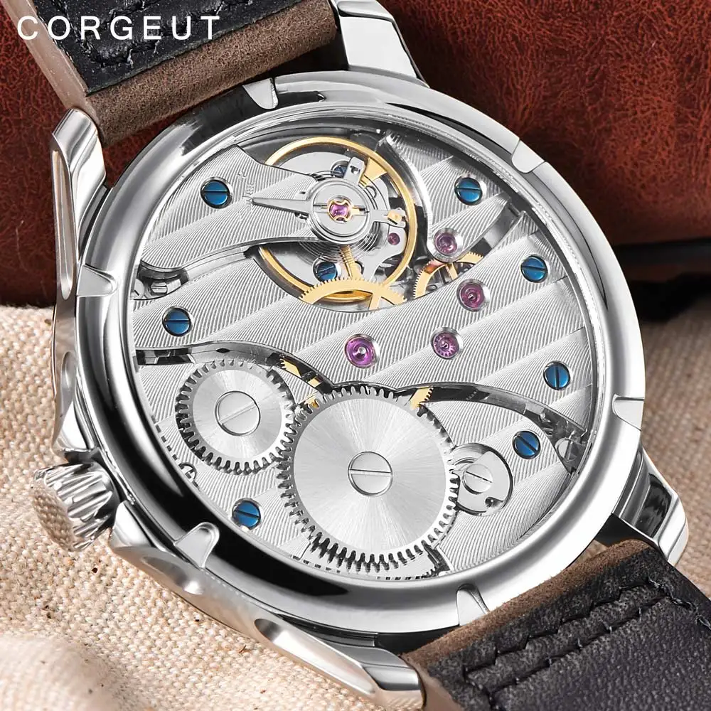 Роскошные брендовые механические мужские часы Corgeut 17 Jewels Seagull 6497 механические часы с ручным заводом светящиеся мужские наручные часы