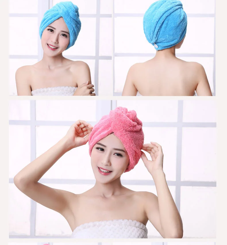 Salon Towel Women Hair Drying Hat Quick-dry Hair Towel Cap Bathroom Super Absorbent Microfiber Bath Towels Washcloth 65*25cm