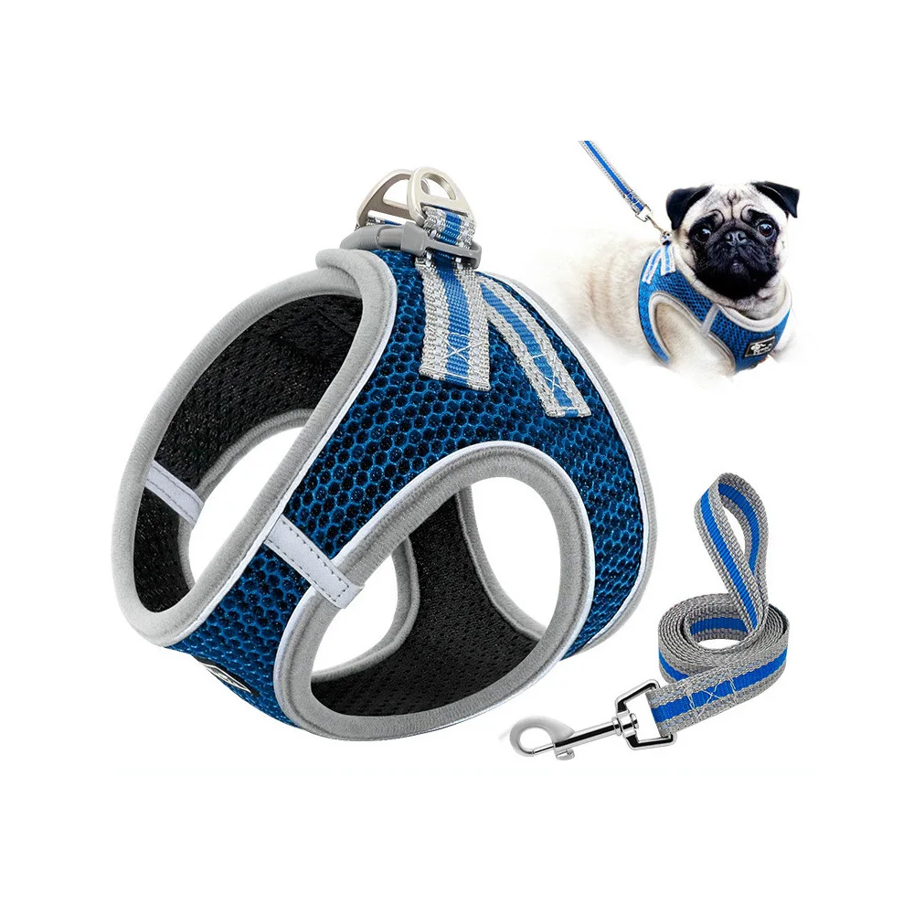 

Reflective Dog Vest Harness 5ft Dog Leash - Step-in Air Mesh Pet Harness - Soft Padded Breathable Dog Harnesses for Small Medium