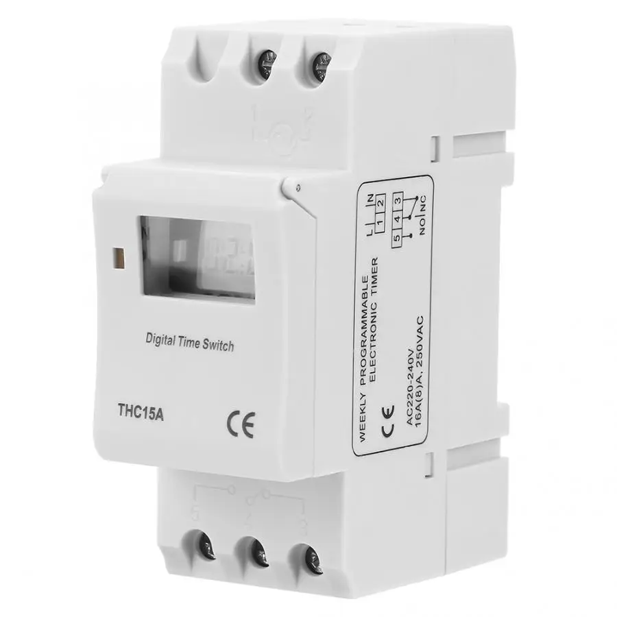 Цифровой таймер THC15A 220 240VAC 16A цифровой программируемый на DIN рейке
