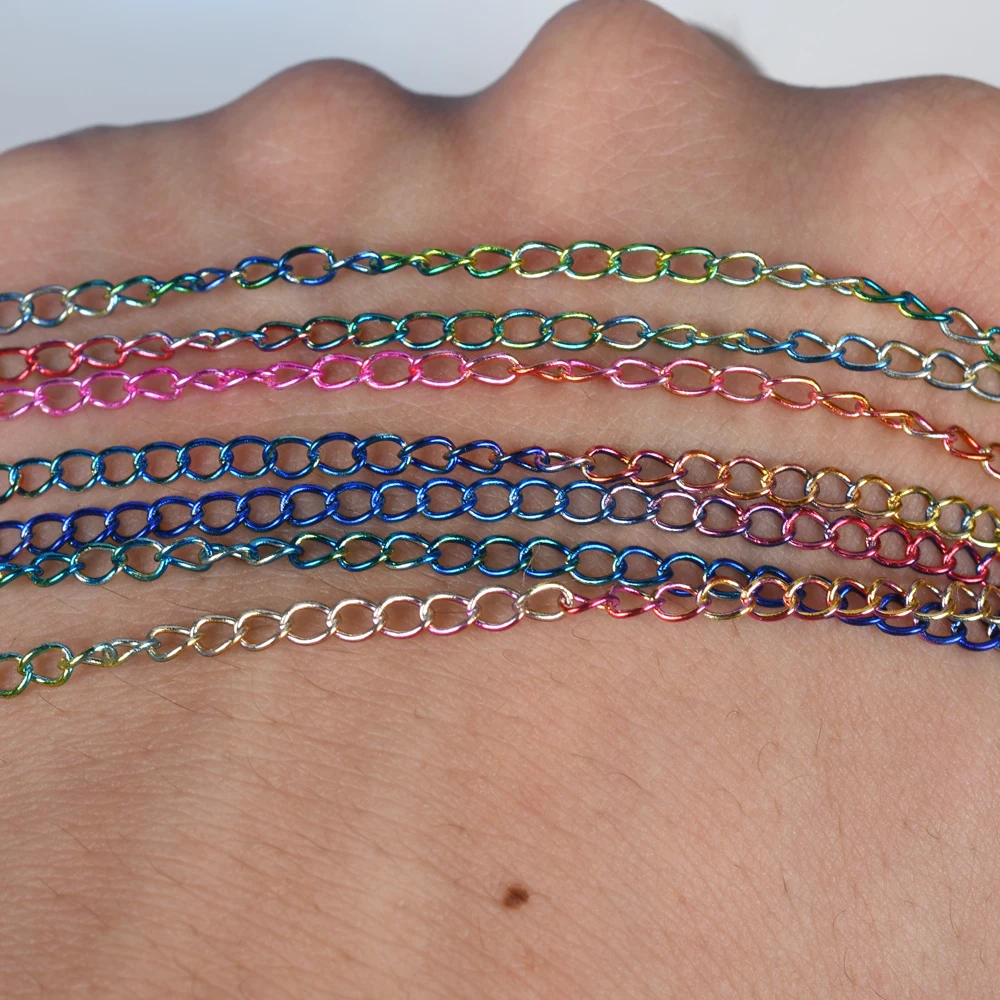

2Meter 2.5mm Rainbow Colors DIY Bracelet Chains Findings O-Shaped Extended Extension Chains For Jewelry Making Supplies